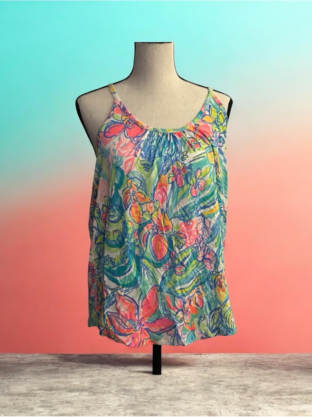 NWT Lilly Pulitzer XS Floral Tropical Print Sleeveless Tank Top - Multi